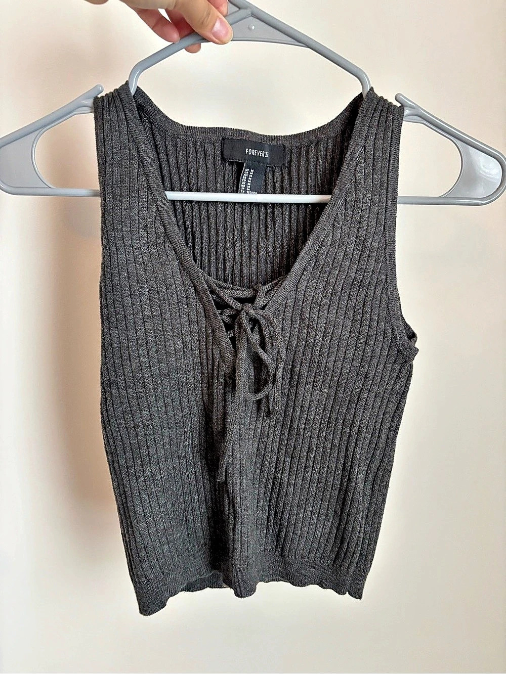 Forever 21 Ribbed Lace-Up Sweater Tank